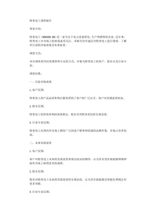 特变电工调查报告
