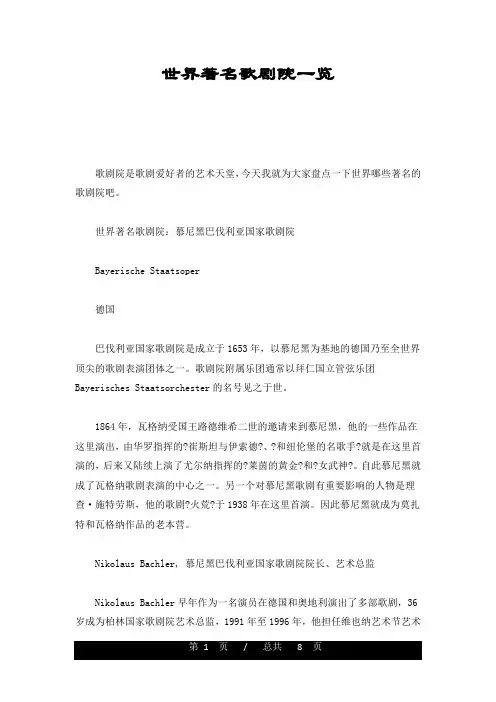可修改世界著名歌剧院一览