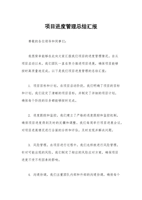 项目进度管理总结汇报