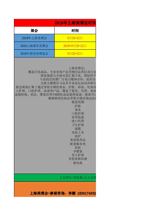 2019年上海美博会时间表