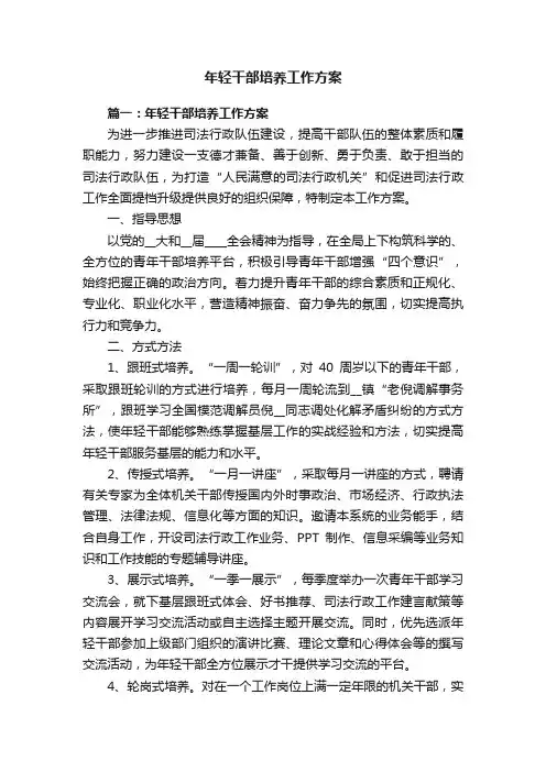 年轻干部培养工作方案