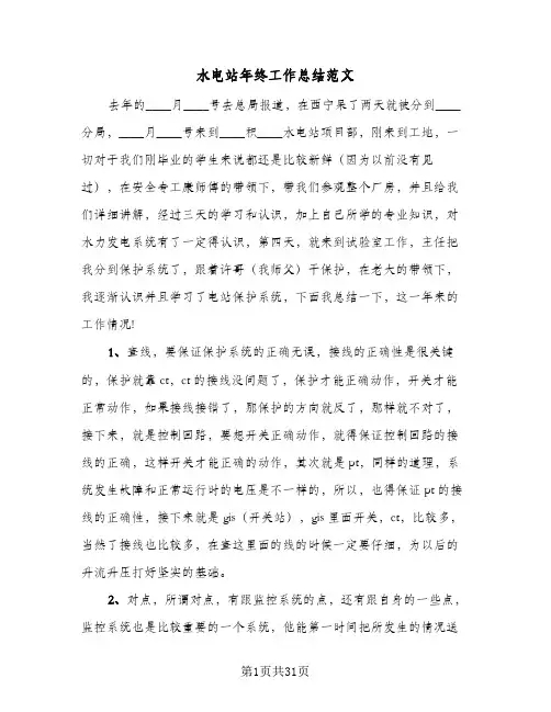 水电站年终工作总结范文(7篇)