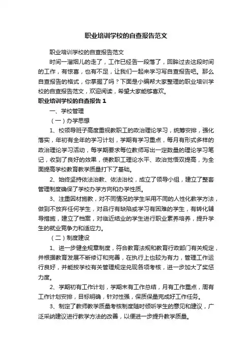 职业培训学校的自查报告范文