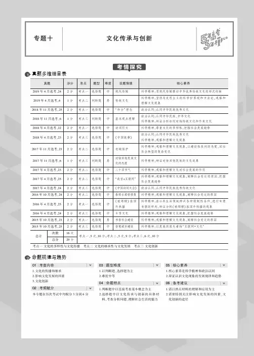 2020版高考政治一轮复习专题十文化传承与创新教师用书(PDF,含解析)