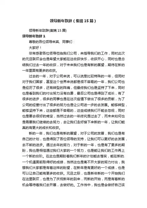 领导新年致辞（集锦15篇）