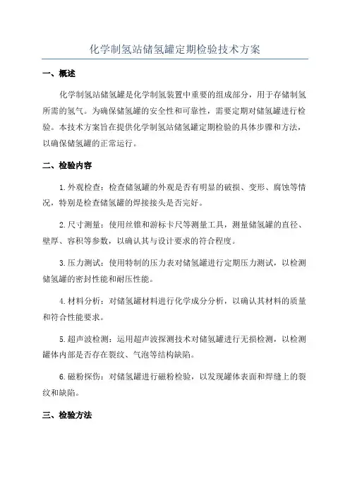 化学制氢站储氢罐定期检验技术方案