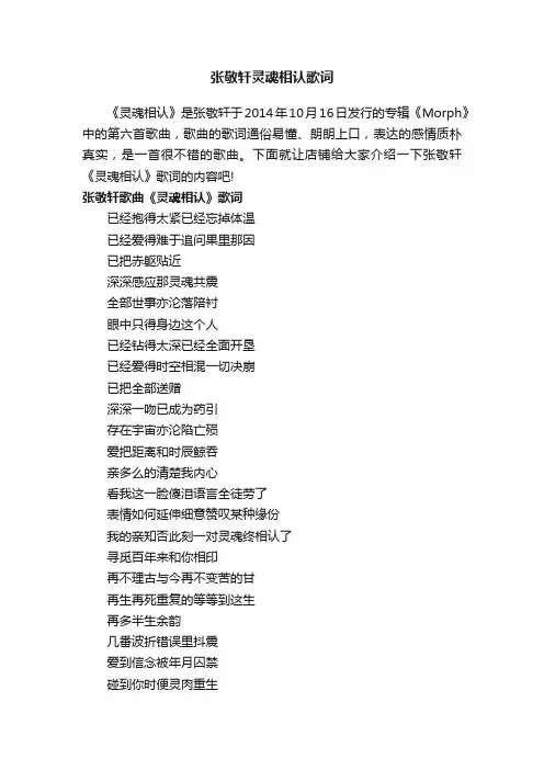 张敬轩灵魂相认歌词