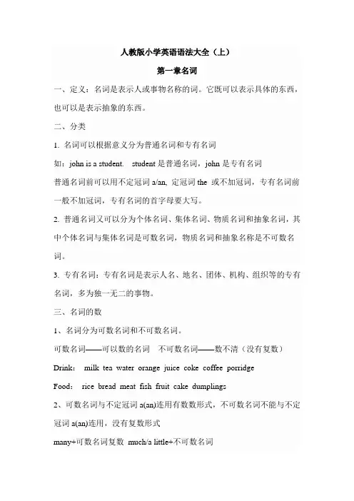 人教版小学英语语法大全