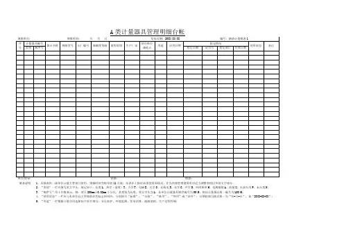 A类计量器具管理明细台账