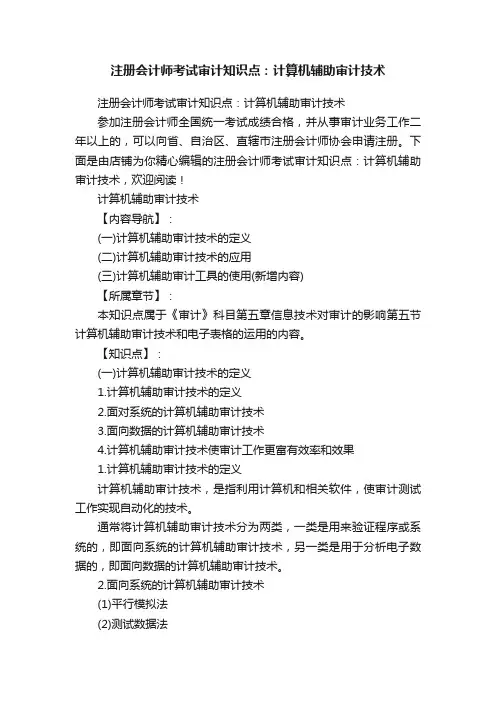 注册会计师考试审计知识点：计算机辅助审计技术