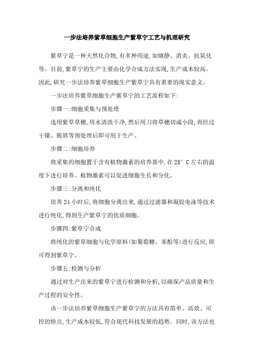 一步法培养紫草细胞生产紫草宁工艺与机理研究