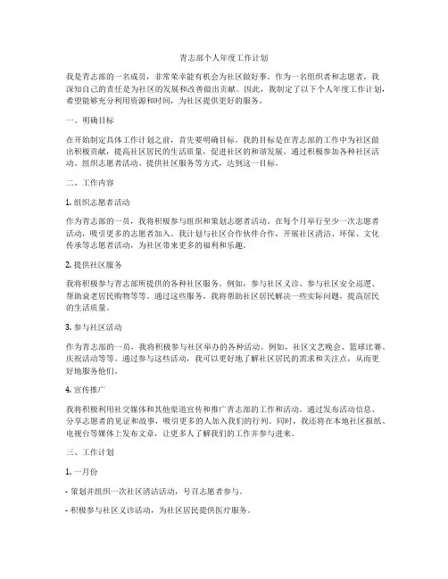 青志部个人年度工作计划