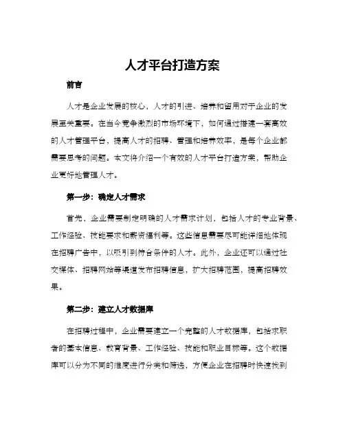 人才平台打造方案