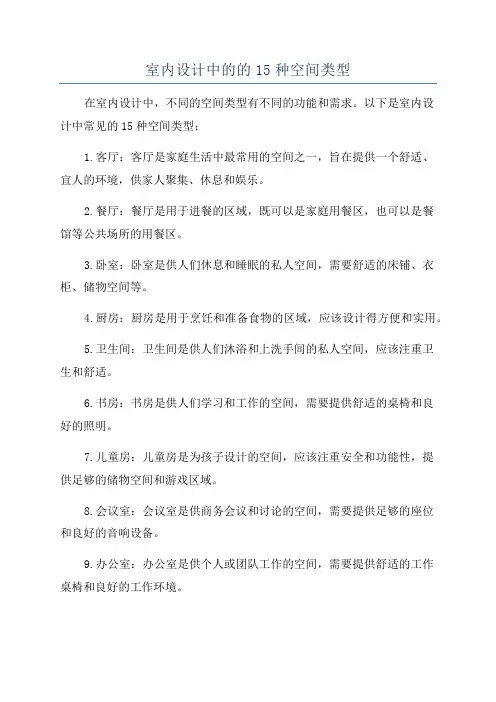 室内设计中的的15种空间类型