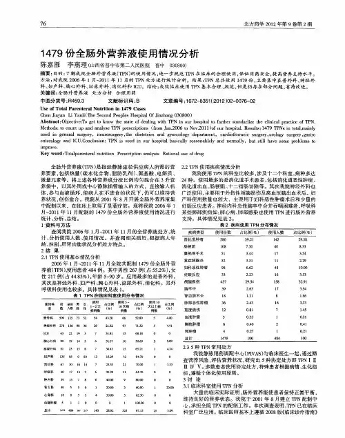 1479份全肠外营养液使用情况分析