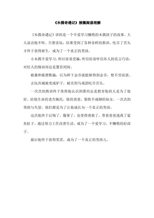 《木偶奇遇记》梗概阅读理解