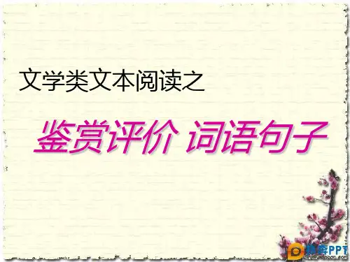 文学类文本阅读之鉴赏评价  词语句子