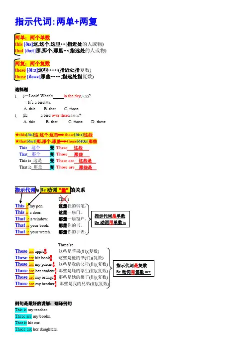 this that these those  指示代词详细讲解