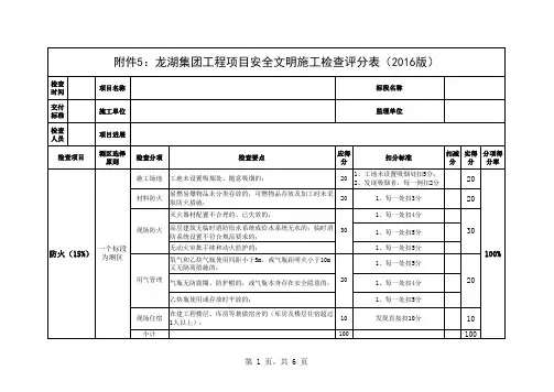 检查评分表(2016年版)