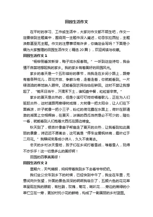 田园生活作文（精选20篇）