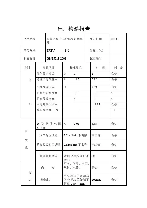ZBNBV 6出厂检验报告2