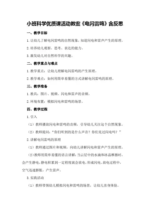 小班科学优质课活动教案《电闪雷鸣》含反思