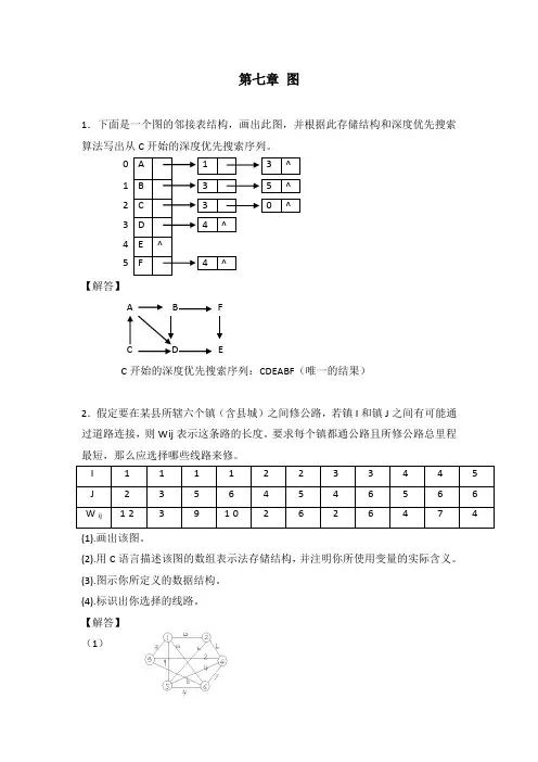 数据结构第七章习题答案