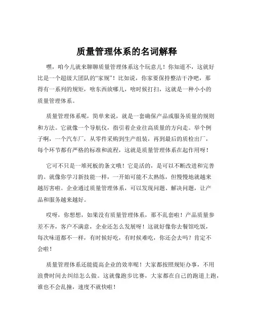 质量管理体系的名词解释