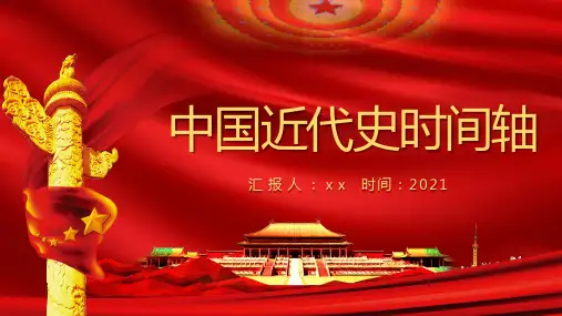 红色中国近代史时间轴介绍PPT模板