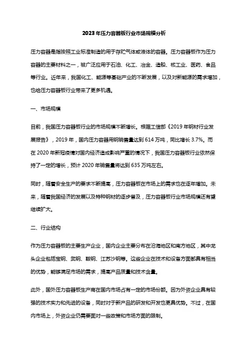 2023年压力容器板行业市场规模分析