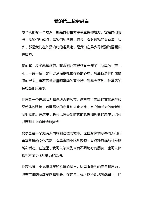 我的第二故乡感言