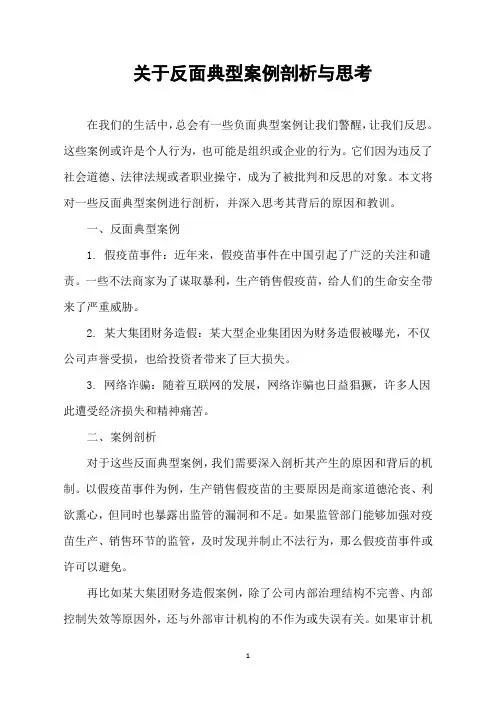 关于反面典型案例剖析与思考