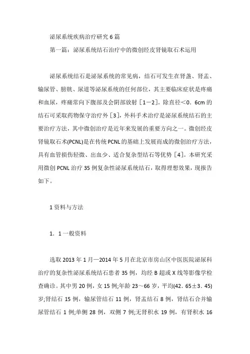 泌尿系统疾病治疗研究6篇【论文】