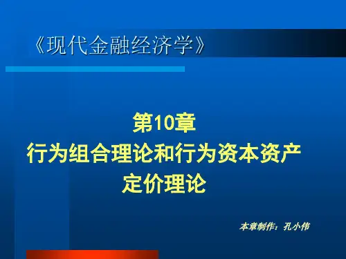 第10章  行为组合理论和行为资本资产定价理论