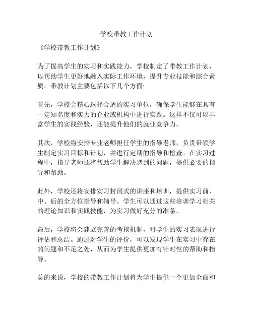 学校带教工作计划