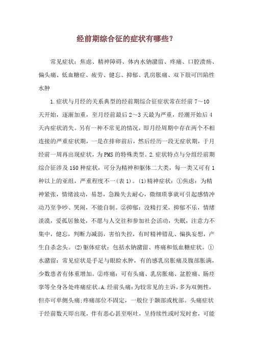 经前期综合征的症状有哪些？