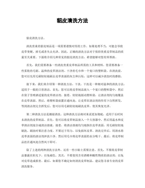 貂皮清洗方法