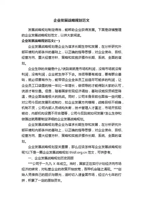 企业发展战略规划范文