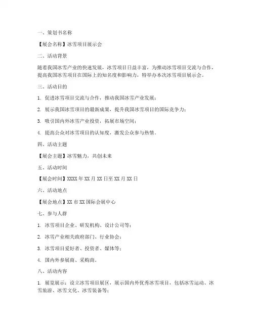会展冰雪项目策划书模板