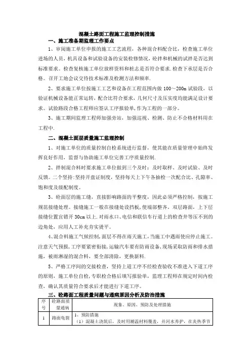 混凝土路面工程监理的要点及措施