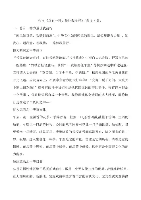 作文《总有一种力量让我前行》(范文5篇)