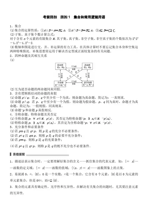高考考前基础知识回归教材各专题汇总学生练习