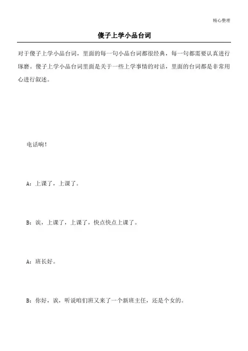 傻子上学小品台词