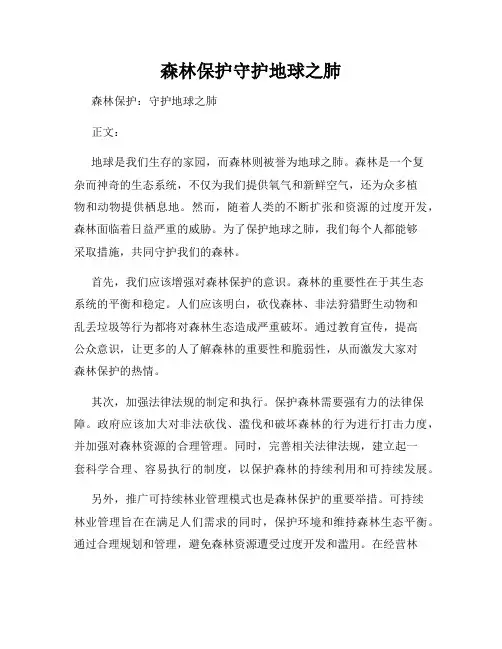 森林保护守护地球之肺