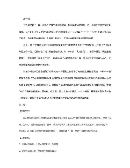 护理一科一特色方案