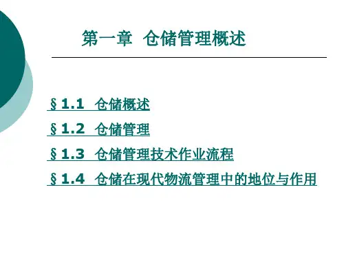 仓储与配送管理第1章仓储管理概述.ppt