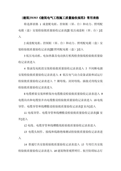 [建筑]50303《建筑电气工程施工质量验收规范》常用表格
