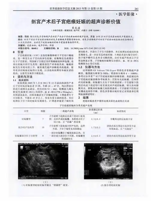 剖宫产术后子宫疤痕妊娠的超声诊断价值