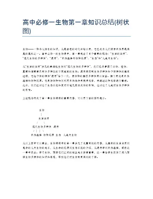 高中必修一生物第一章知识总结(树状图)