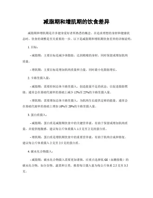 减脂期和增肌期的饮食差异